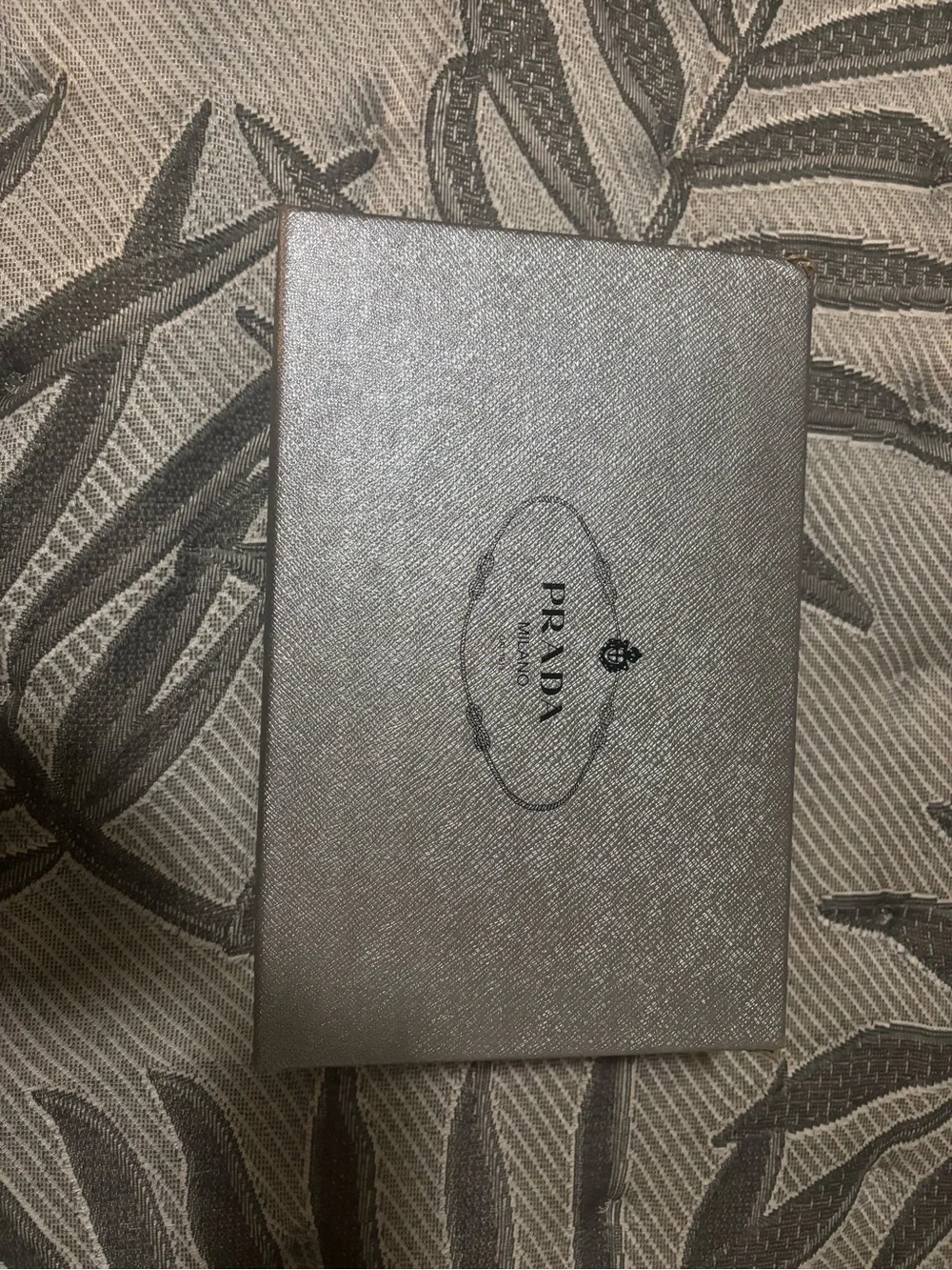Prada Metallic Silver Saffiano Card Holder